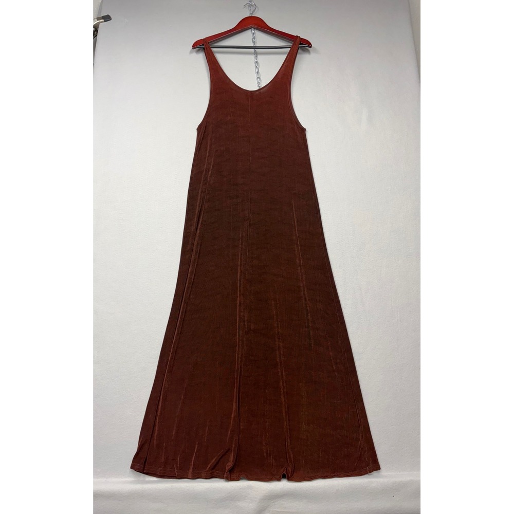 Jostar Maxi Dress Women Medium Brown Vintage 90s Slinky Knit Sleeveless USA Made - Picture 3 of 11